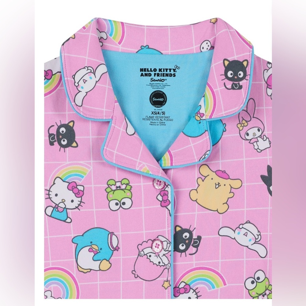 NWT Hello Kitty & Friends Girls‎ 2 Piece Pajama Set Pink Size XS 4/5 Sanrio - Picture 2 of 12